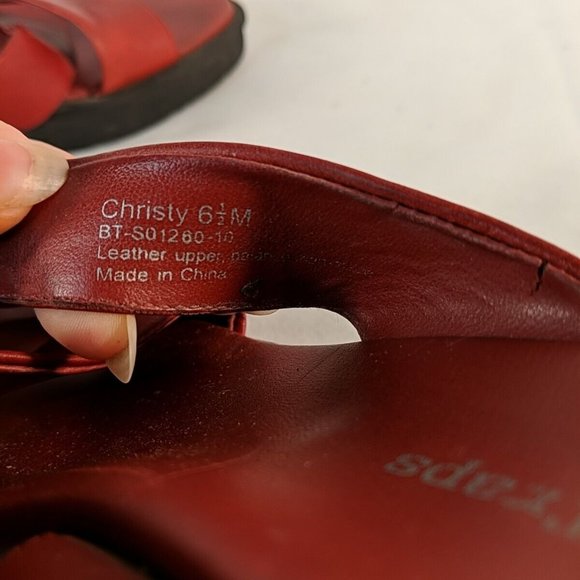 Bare Traps Christy Red Leather Sandals Womens 6.5 M Chunky Platform RT-S01260-10 - Picture 5 of 13
